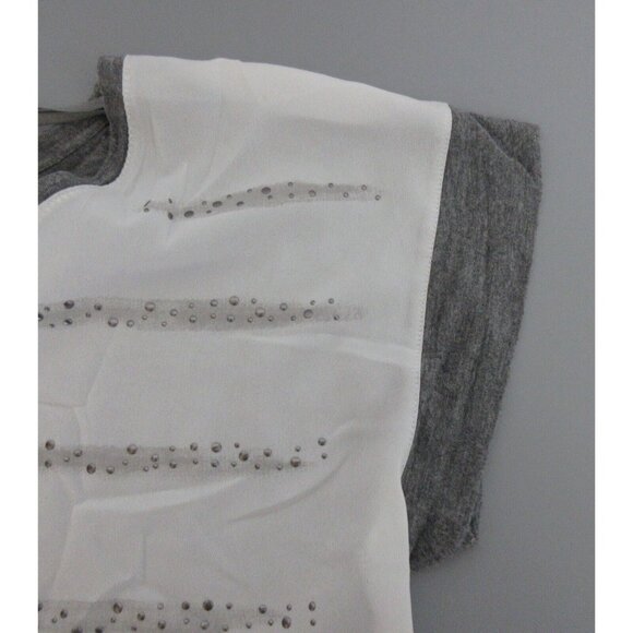 Apt 9 Womens Top Sz Medium Embellished Studded White Front Gray Back Cap Sleeve - Picture 6 of 7